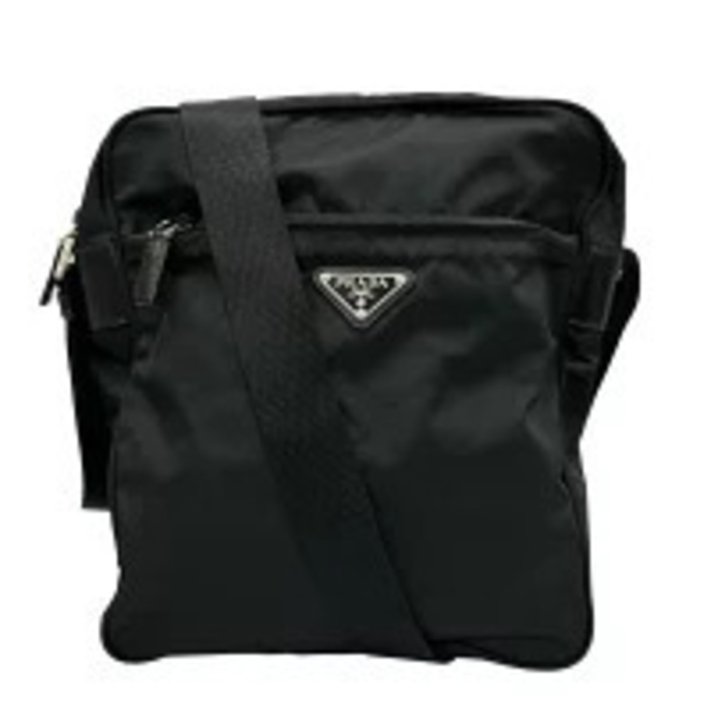 Prada Triangle Tessuto Crossbody Bag Black